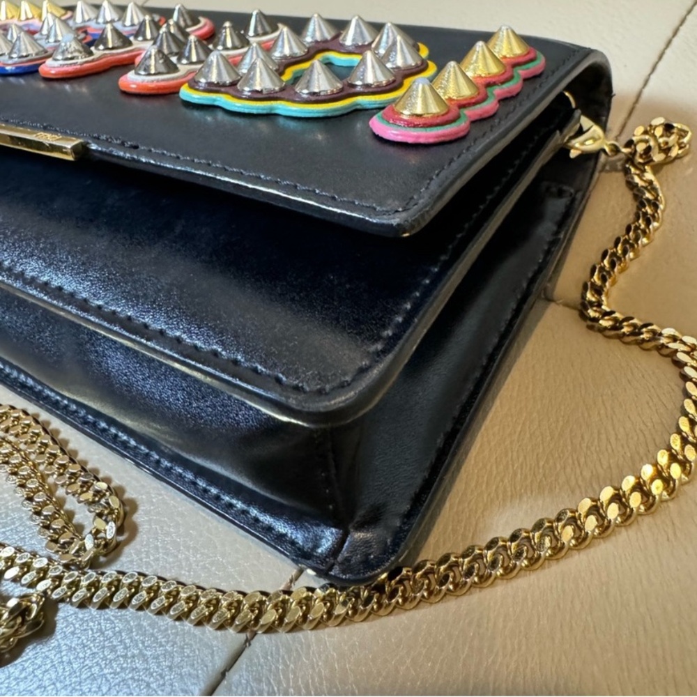 Fendi Fun Fair Black/Multicolor Studded Crossbody Logo WOC - Picture 9 of 16